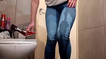 Desperate Pee in My Jeans Compilation in Bathroom and Outdoor